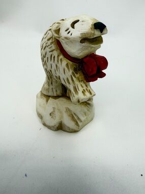 The David Frykman Collection Christmas 1995 Polar Bear Red Scarf Figurine 3”